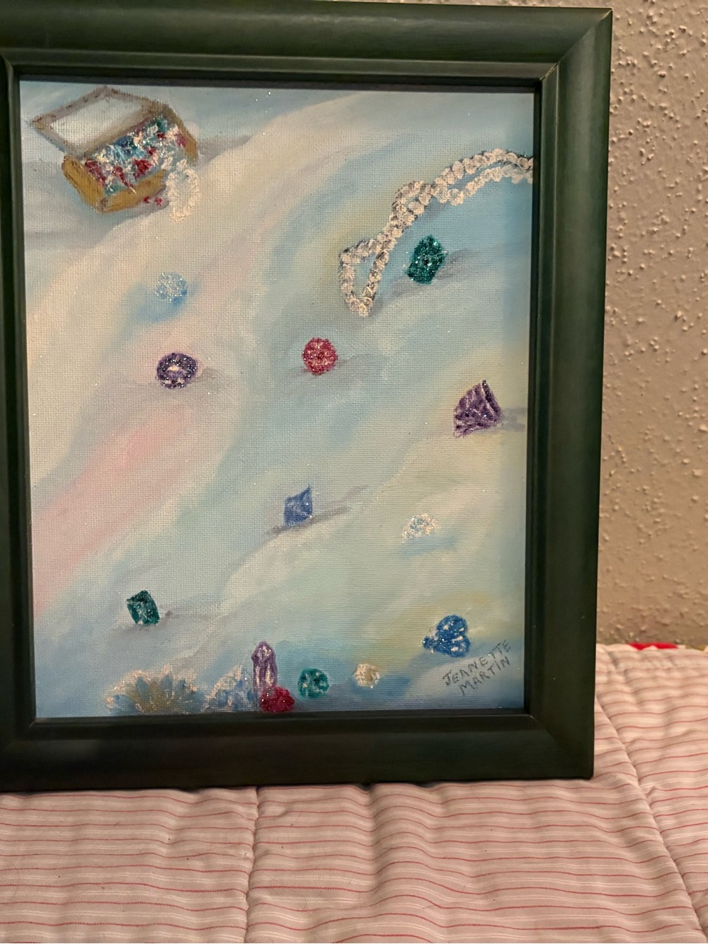 Hand-Painted Beach Gems Oil Painting Wall Art - Blue Accents